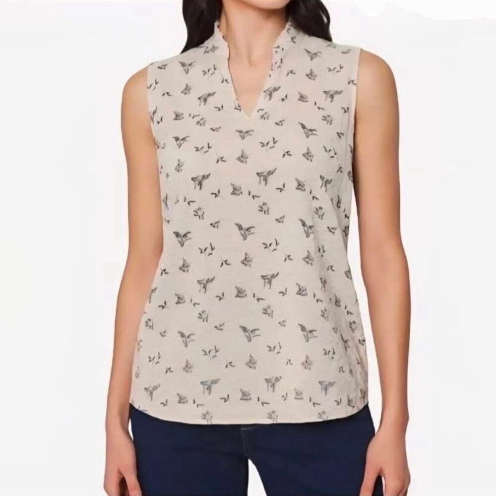 3 Modern Ambition Women’s EcoVero Ruffle Collar Sleeveless Top - Picture 2 of 3